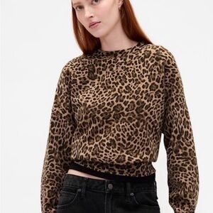 GAP VintageSoft Wedge Crewneck Sweatshirt - Leopard Print